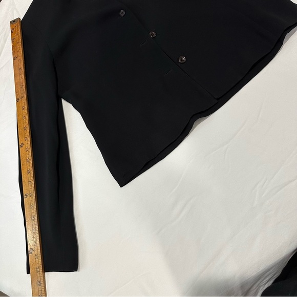 Vintage Black Finity Studio Collarless Blazer/Jacket V-neck Size 8 - Picture 9 of 9